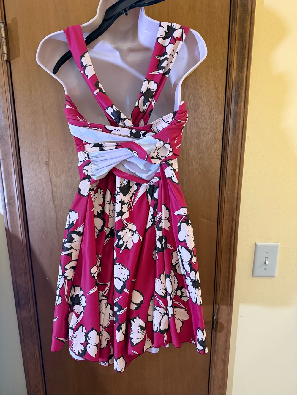 Floral Pink One-Piece Swim Dress - Picture 6 of 10
